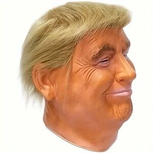 TRUMP RUBBER MASK W BLONDE HAIR ADULTS/KIDS HALLOWEEN NWT